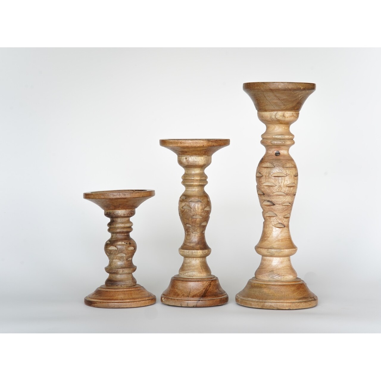 Bbh Homes Handmade Mango Wood Pillar Candle Holder Eco-Friendly 6-15 Inch